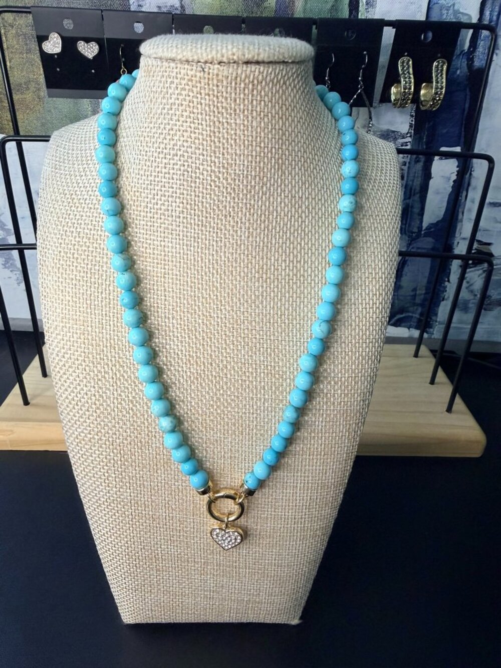 Turquoise Necklace with Heart Charm